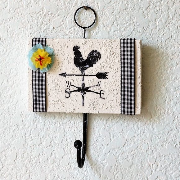 Rooster Weathervane Utility Hook Farmhouse Decor - Picture 1 of 3